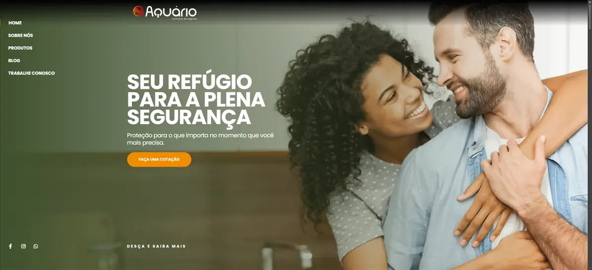 Tela do projeto Aquário Seguros