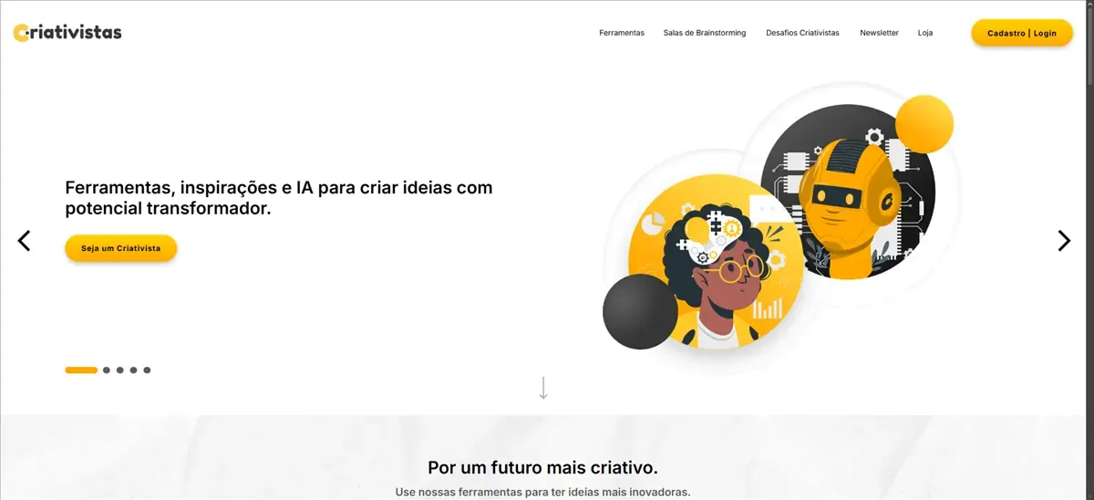 Tela do projeto Criativistas