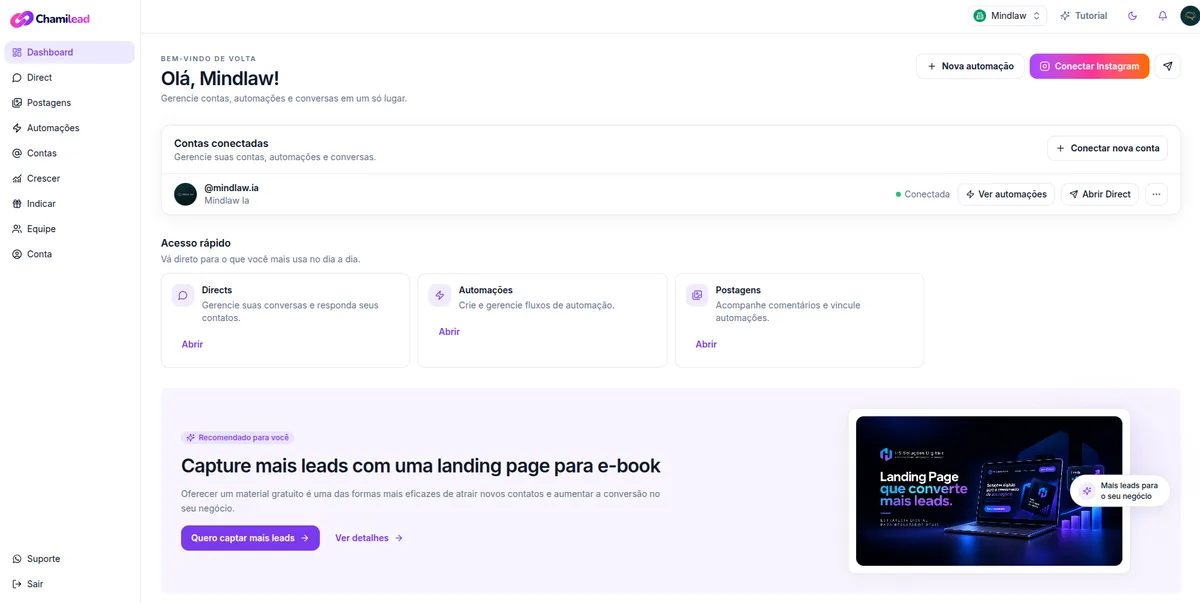 Tela do projeto Chamilead