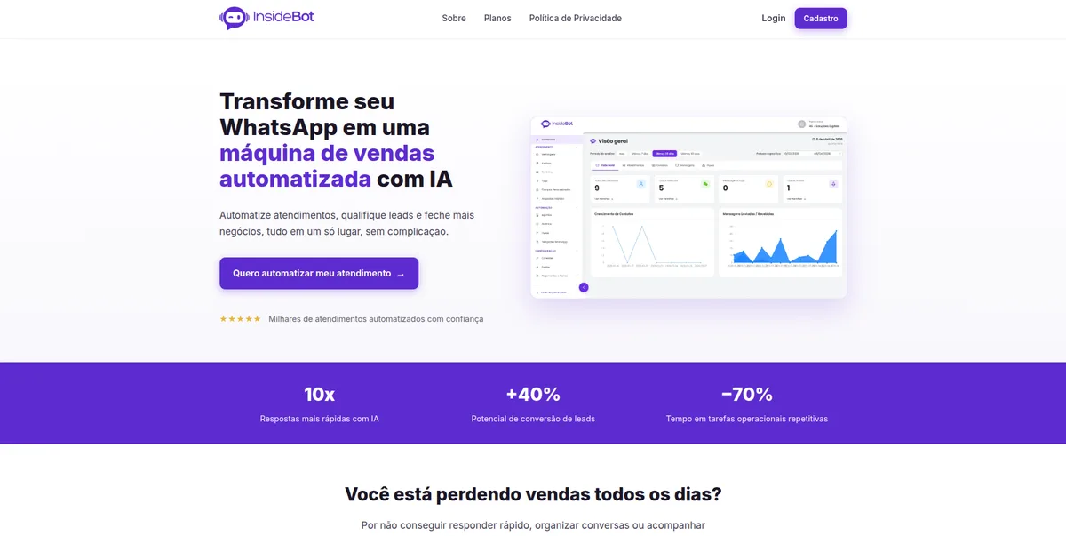 Tela do projeto InsideBot