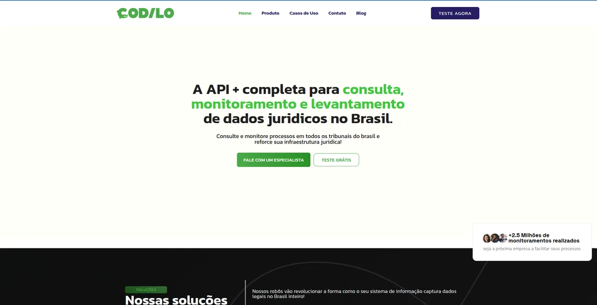 Tela do projeto Codilo